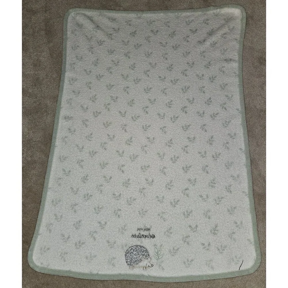 Parent's Choice Here For Adventure Hedgehog Baby Blanket Green White Leaves